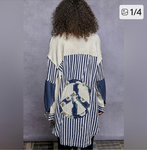 POL Blue and White Striped Button Down Shirt - Picture 1 of 7